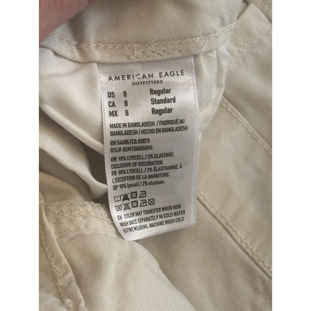 American‎ Eagle Womens 8x30 NWT Dreamy Drape Baggy Wide Leg Cream Cargo Pants - Picture 7 of 8